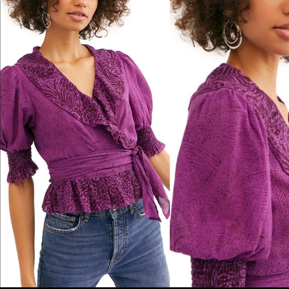 Purple Olivia Wrap Top Size XL | Free People
